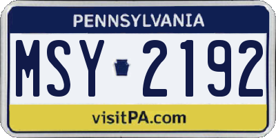 PA license plate MSY2192