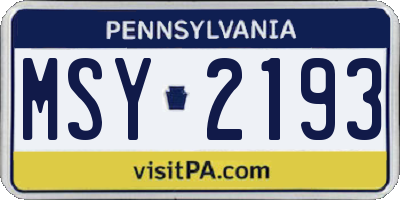 PA license plate MSY2193