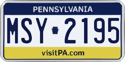 PA license plate MSY2195