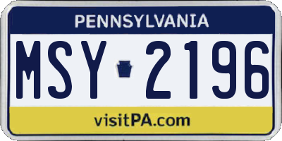 PA license plate MSY2196