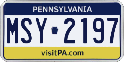 PA license plate MSY2197