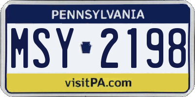 PA license plate MSY2198