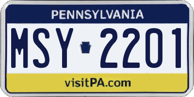 PA license plate MSY2201