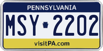 PA license plate MSY2202