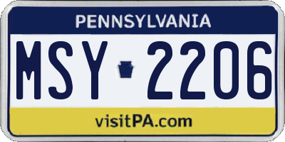 PA license plate MSY2206