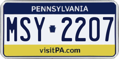PA license plate MSY2207
