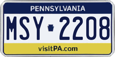 PA license plate MSY2208