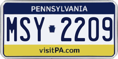 PA license plate MSY2209