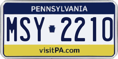 PA license plate MSY2210