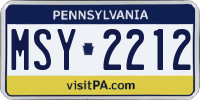 PA license plate MSY2212