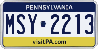 PA license plate MSY2213