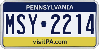 PA license plate MSY2214