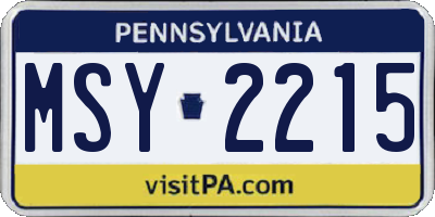 PA license plate MSY2215