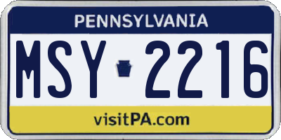 PA license plate MSY2216