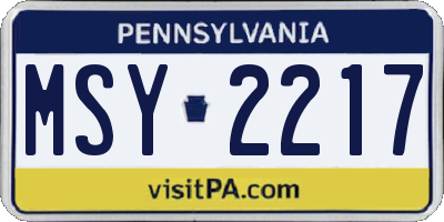 PA license plate MSY2217