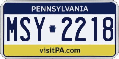 PA license plate MSY2218