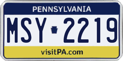 PA license plate MSY2219