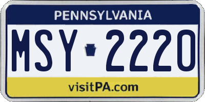 PA license plate MSY2220