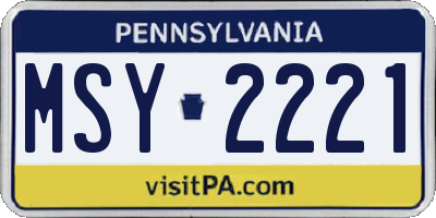PA license plate MSY2221