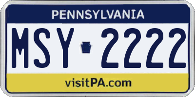PA license plate MSY2222