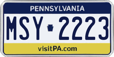 PA license plate MSY2223