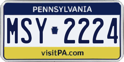 PA license plate MSY2224