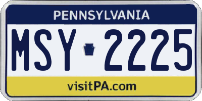 PA license plate MSY2225