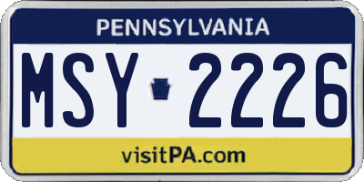 PA license plate MSY2226