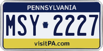 PA license plate MSY2227
