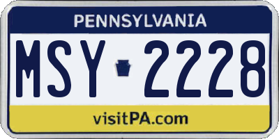 PA license plate MSY2228