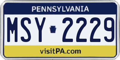 PA license plate MSY2229