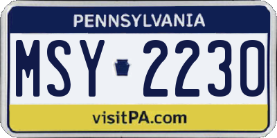 PA license plate MSY2230