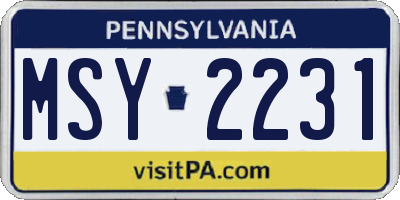 PA license plate MSY2231