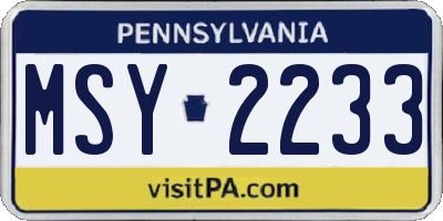 PA license plate MSY2233