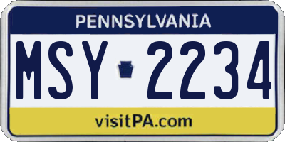 PA license plate MSY2234