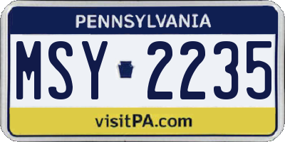 PA license plate MSY2235