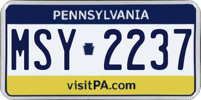 PA license plate MSY2237
