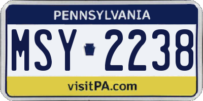 PA license plate MSY2238