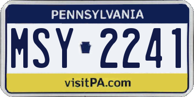 PA license plate MSY2241