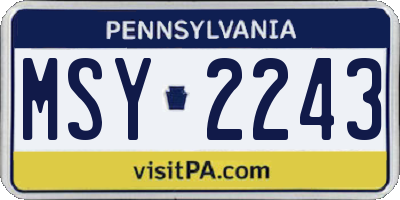 PA license plate MSY2243