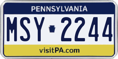 PA license plate MSY2244