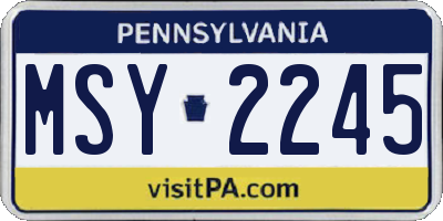 PA license plate MSY2245