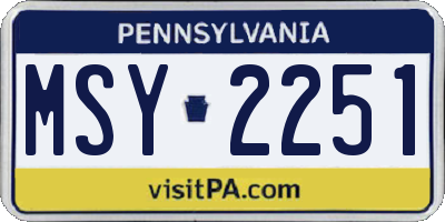 PA license plate MSY2251