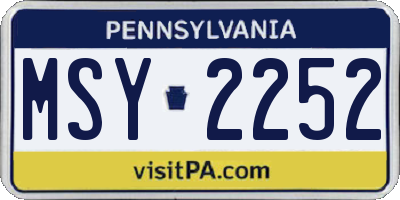 PA license plate MSY2252