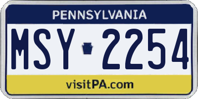 PA license plate MSY2254