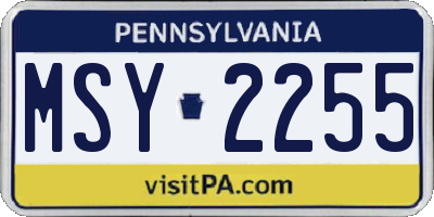 PA license plate MSY2255