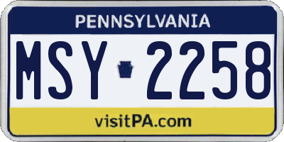PA license plate MSY2258
