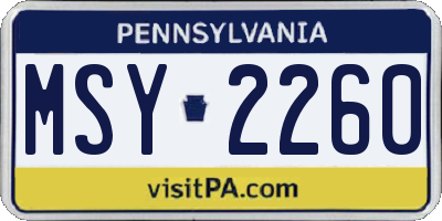 PA license plate MSY2260