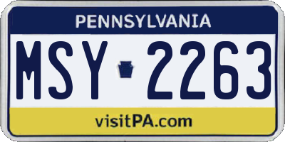 PA license plate MSY2263