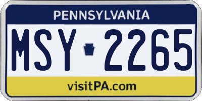 PA license plate MSY2265